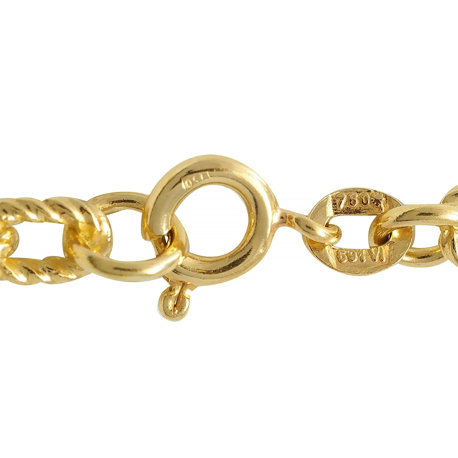 1960's 18 Karat Yellow Gold Twisted Rope Cable Link Chain Vintage Necklace