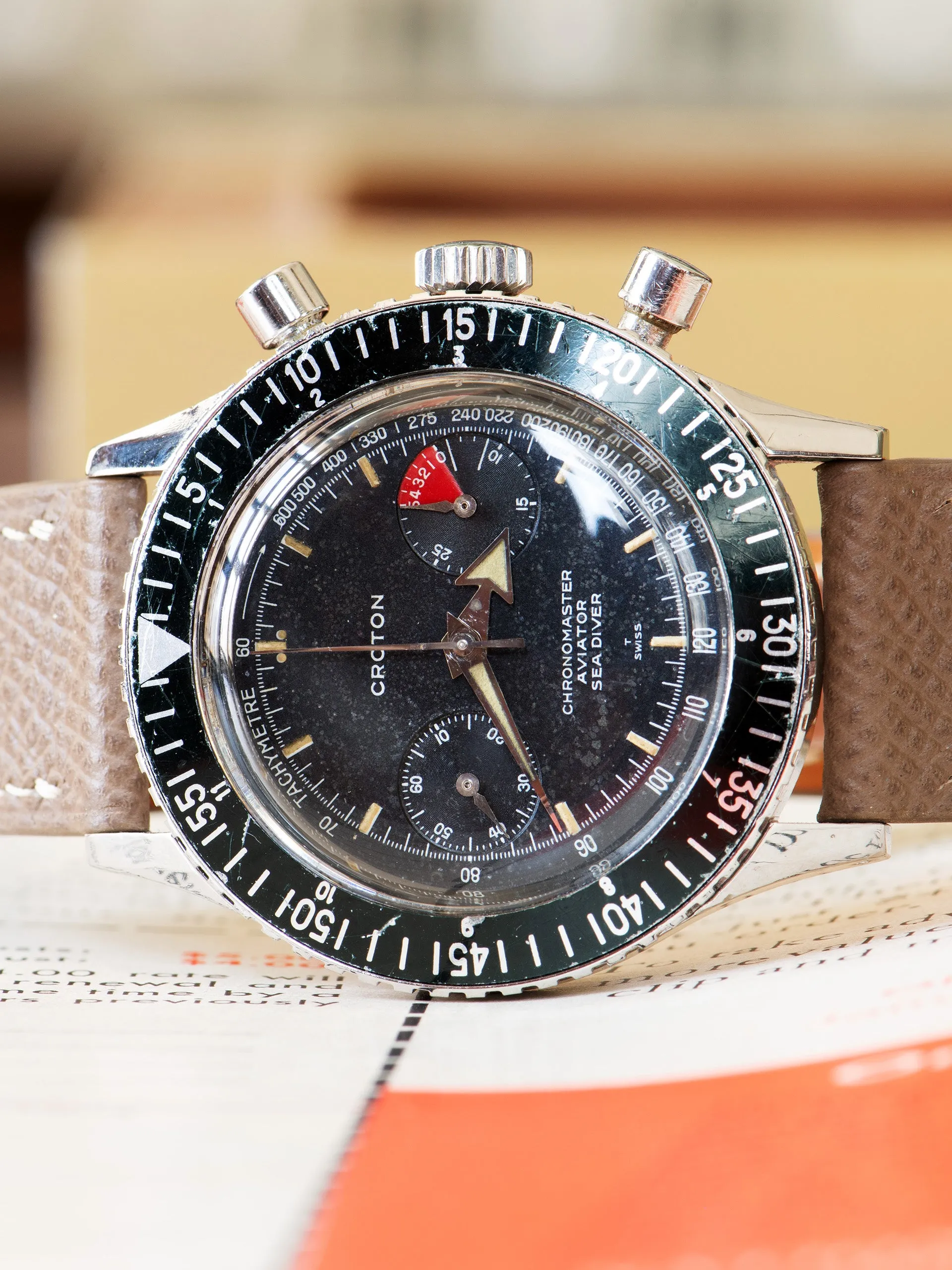 1960s Croton Chronomaster Aviator Sea Diver (Ref. 105) Valjoux Cal. 92
