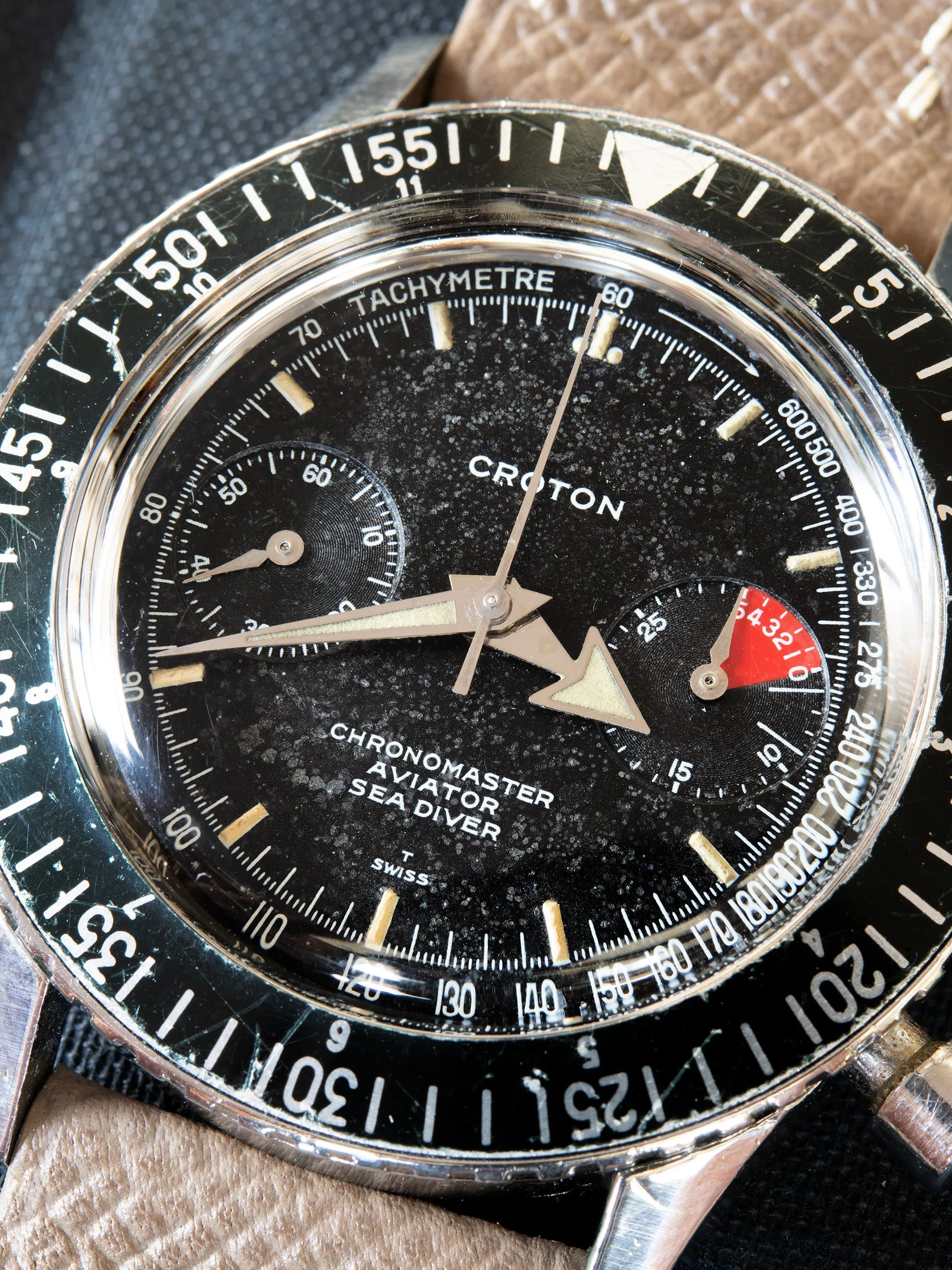 1960s Croton Chronomaster Aviator Sea Diver (Ref. 105) Valjoux Cal. 92