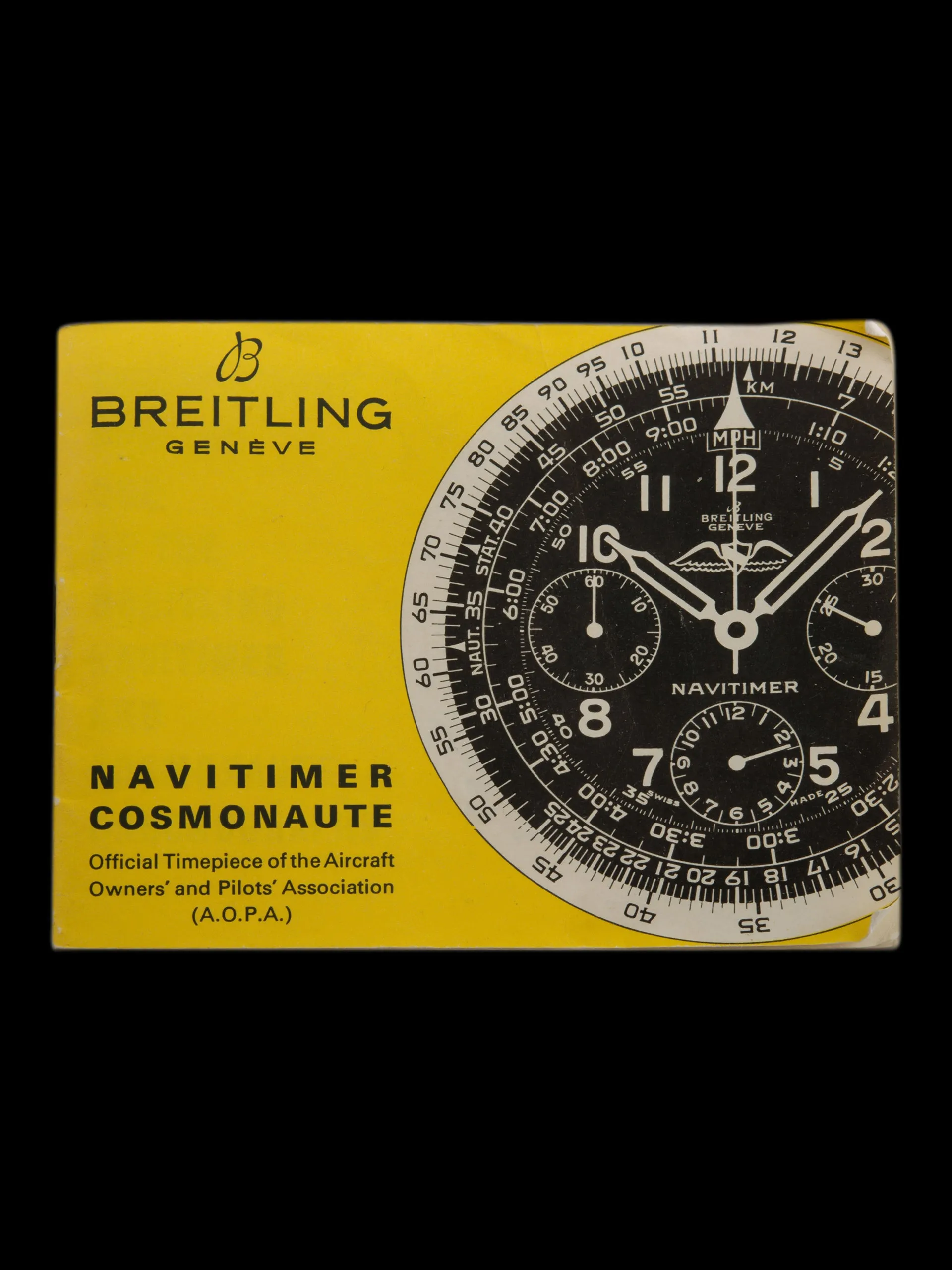 1969 Breitling Cosmonaute (Ref. 809) "Twin Jets" W/ Booklet & Letter From Air Canada Pilot Original Owner