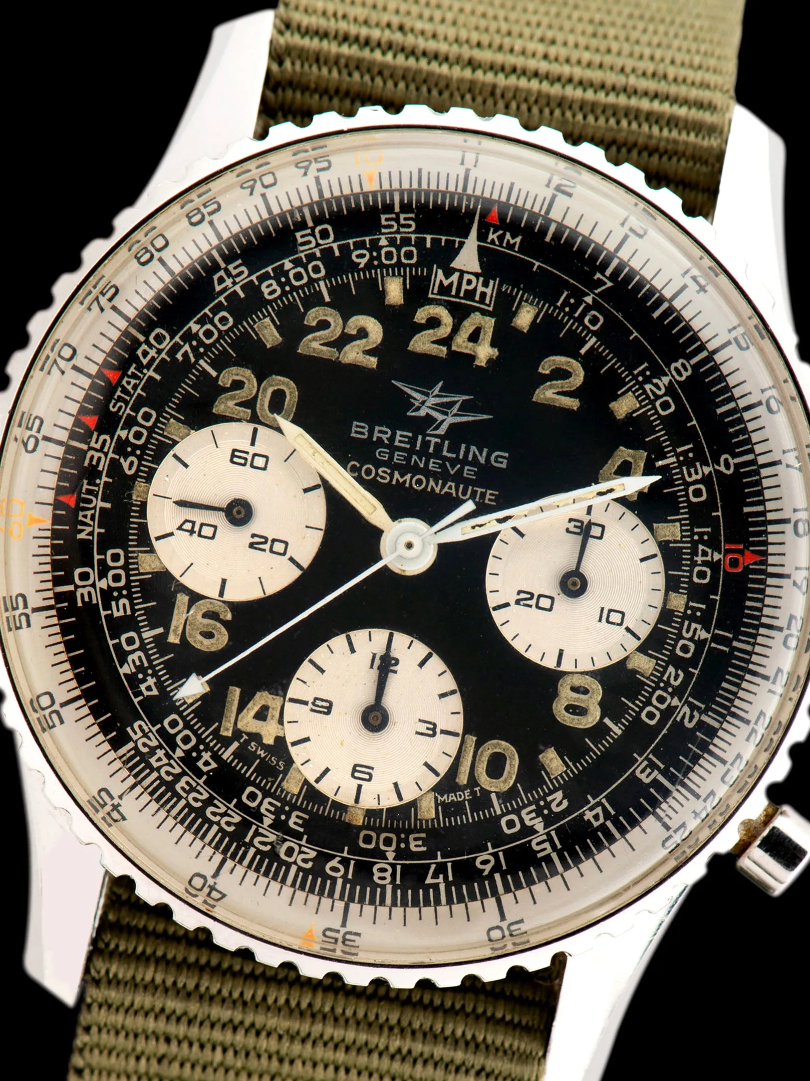 1969 Breitling Cosmonaute (Ref. 809) "Twin Jets" W/ Booklet & Letter From Air Canada Pilot Original Owner