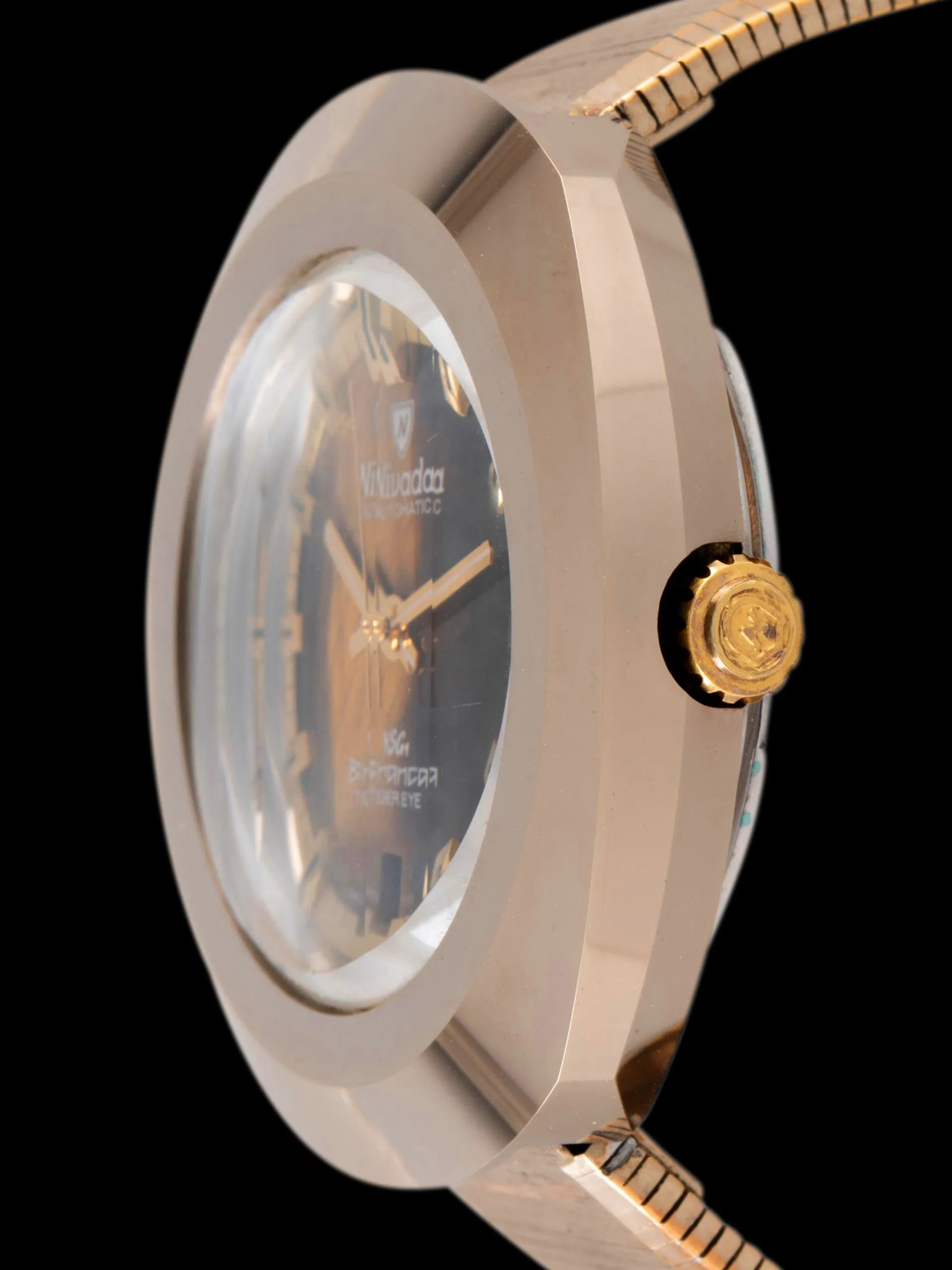 1970s Nivada Automatic Branca (Ref. 98216) Tiger Eye Stone Dial