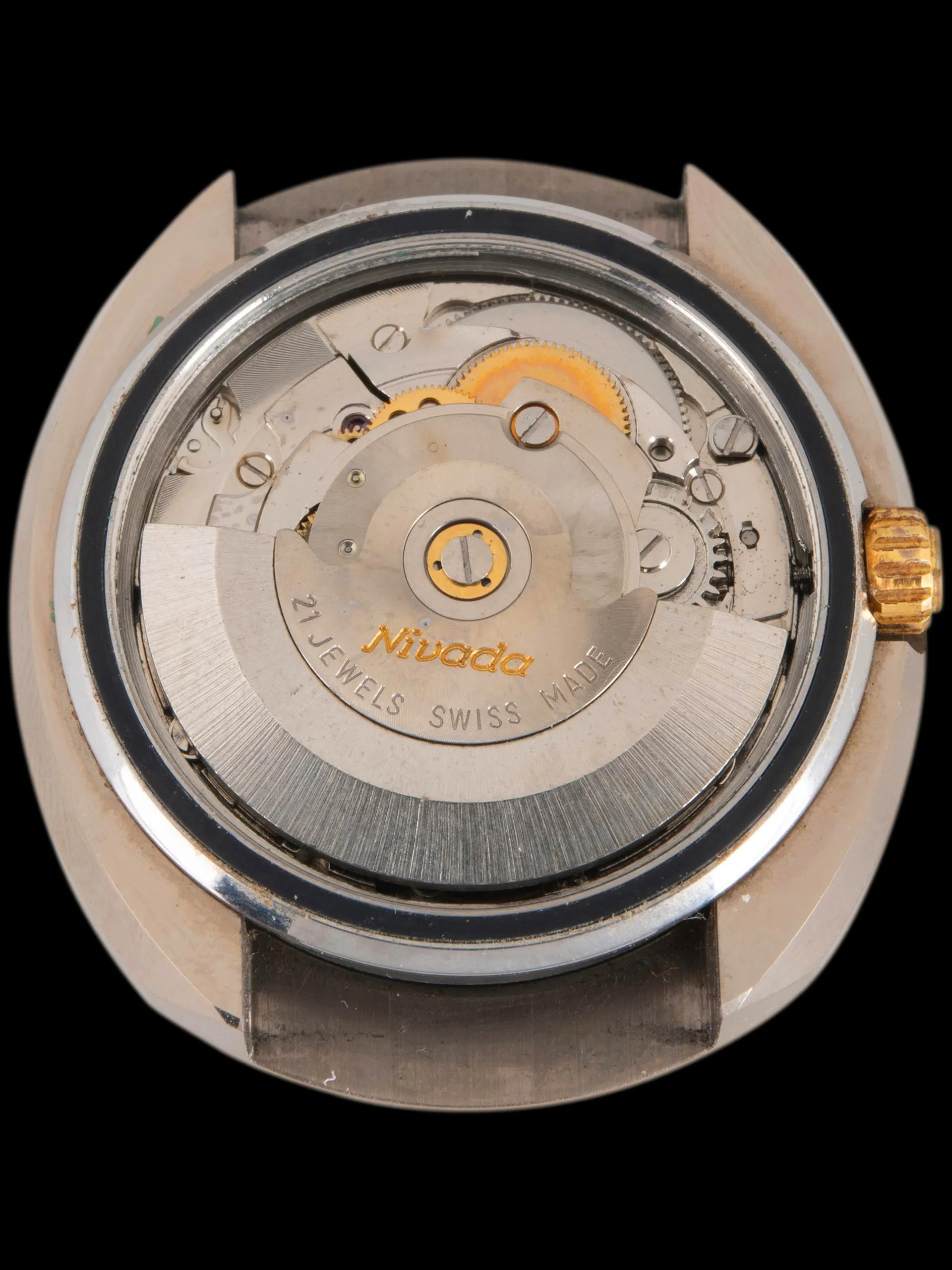 1970s Nivada Automatic Branca (Ref. 98216) Tiger Eye Stone Dial