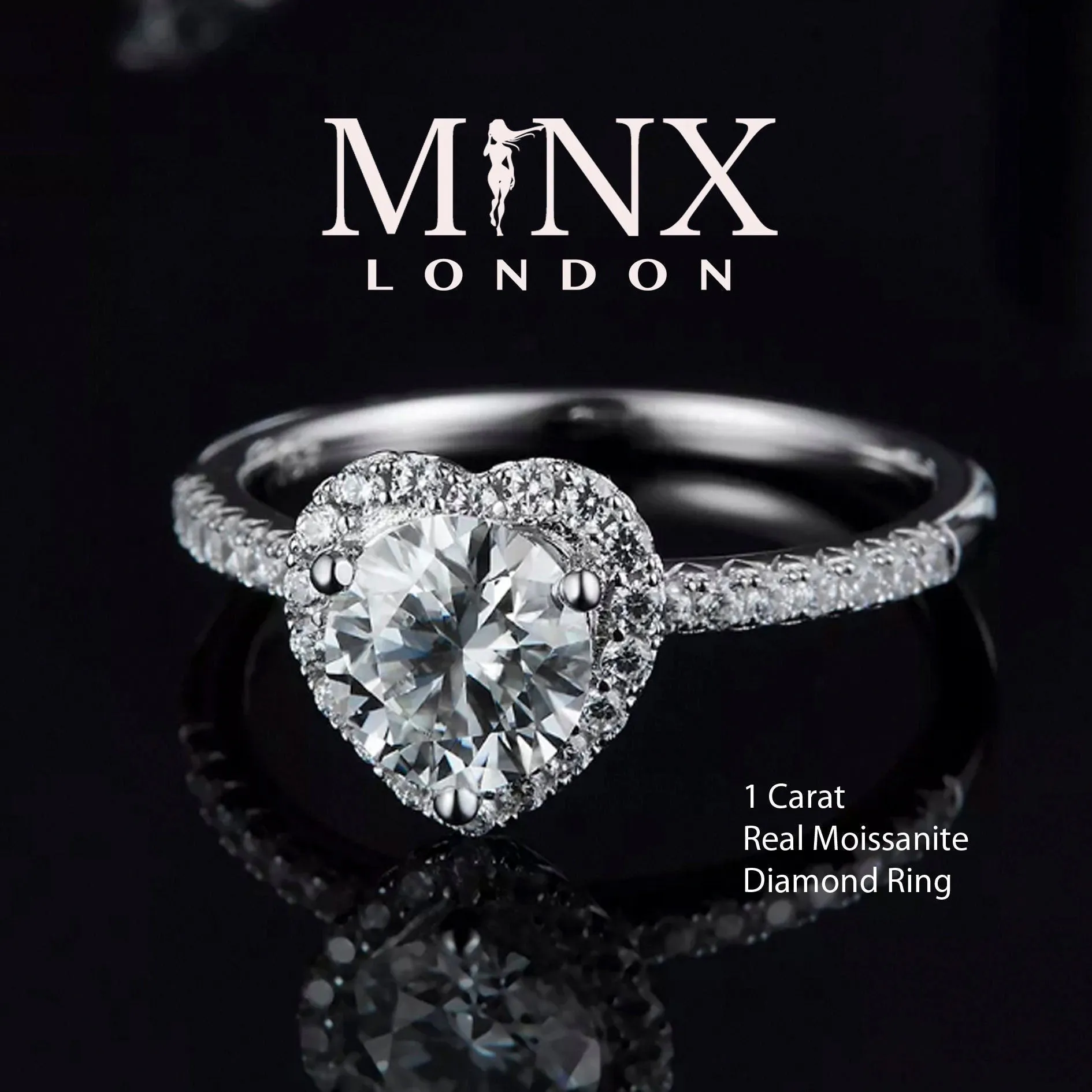 1ct | Diamond Heart Ring | Moissanite Engagement Rings