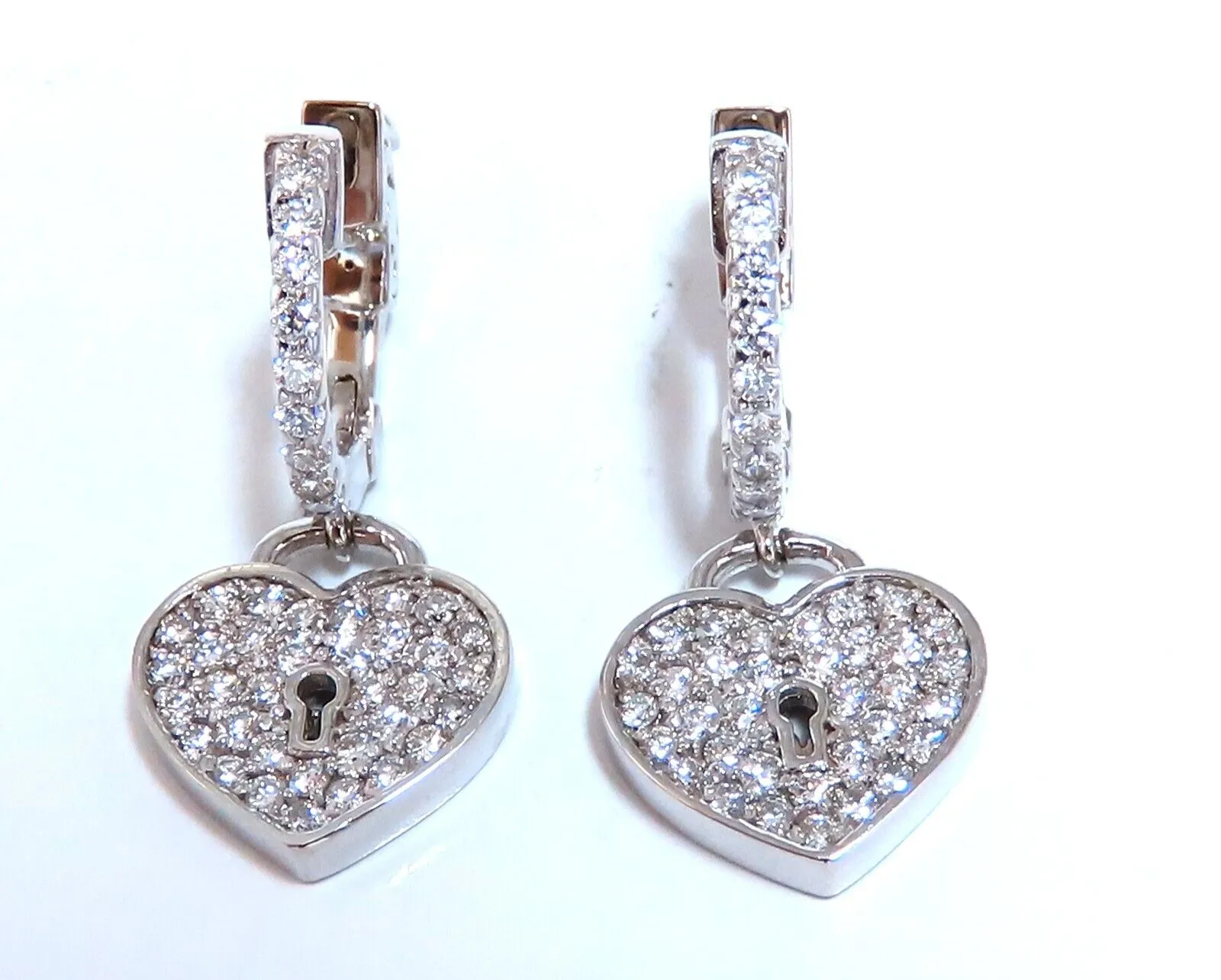 1ct Natural Diamond Heart Key Earrings 14kt