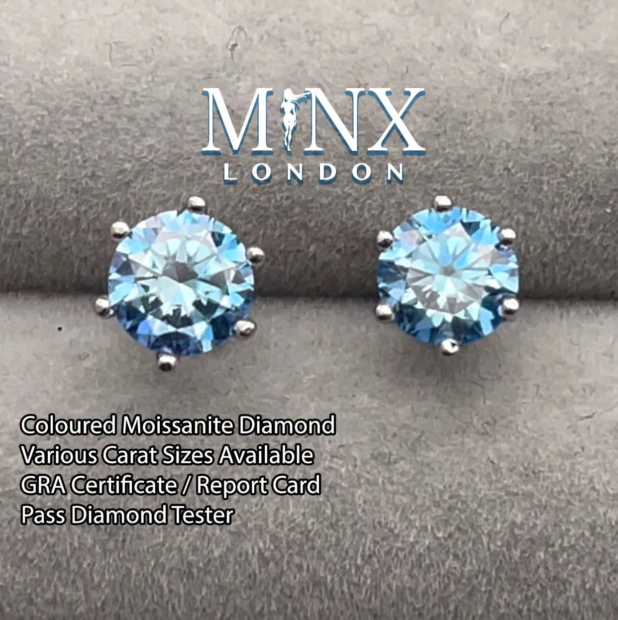 2 Carat Ear Studs | Moissanite Earring Studs | Aquamarine Ear Studs | Blue Diamond Earrings | Moissanite Earrings | Moissanite Ear Studs
