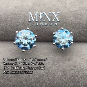 2 Carat Ear Studs | Moissanite Earring Studs | Aquamarine Ear Studs | Blue Diamond Earrings | Moissanite Earrings | Moissanite Ear Studs