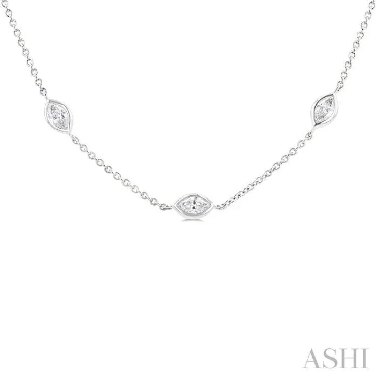 2 ctw Marquise Cut Diamond Fashion Necklace in 14K White Gold