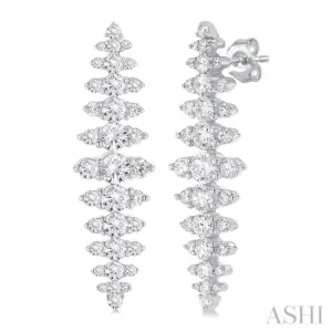 2 ctw Waterfall Round Cut Diamond Fashion Earring in 14K White Gold