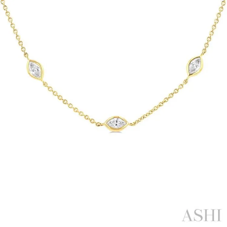 2.00 ctw Marquise Cut Diamond Fashion Necklace in 14K Yellow Gold