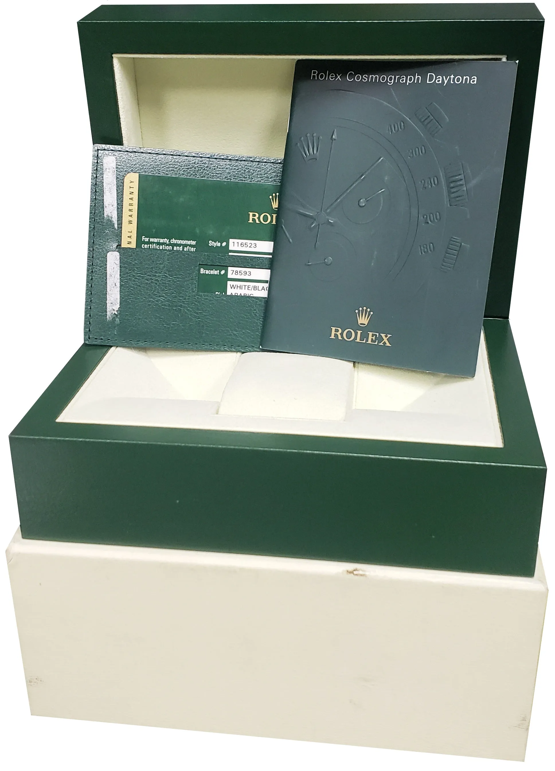 2011 Rolex Daytona White Arabic REHAUT PANDA Chronograph 40mm Watch 116523
