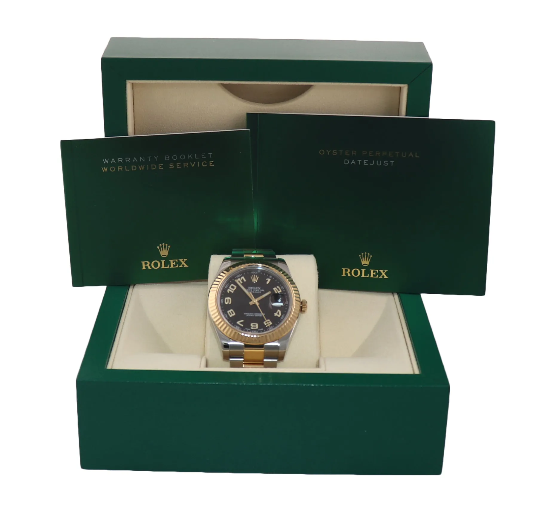 2017 Rolex Datejust II 2 116333 41mm Two-Tone Gold Steel Black Arabic Watch