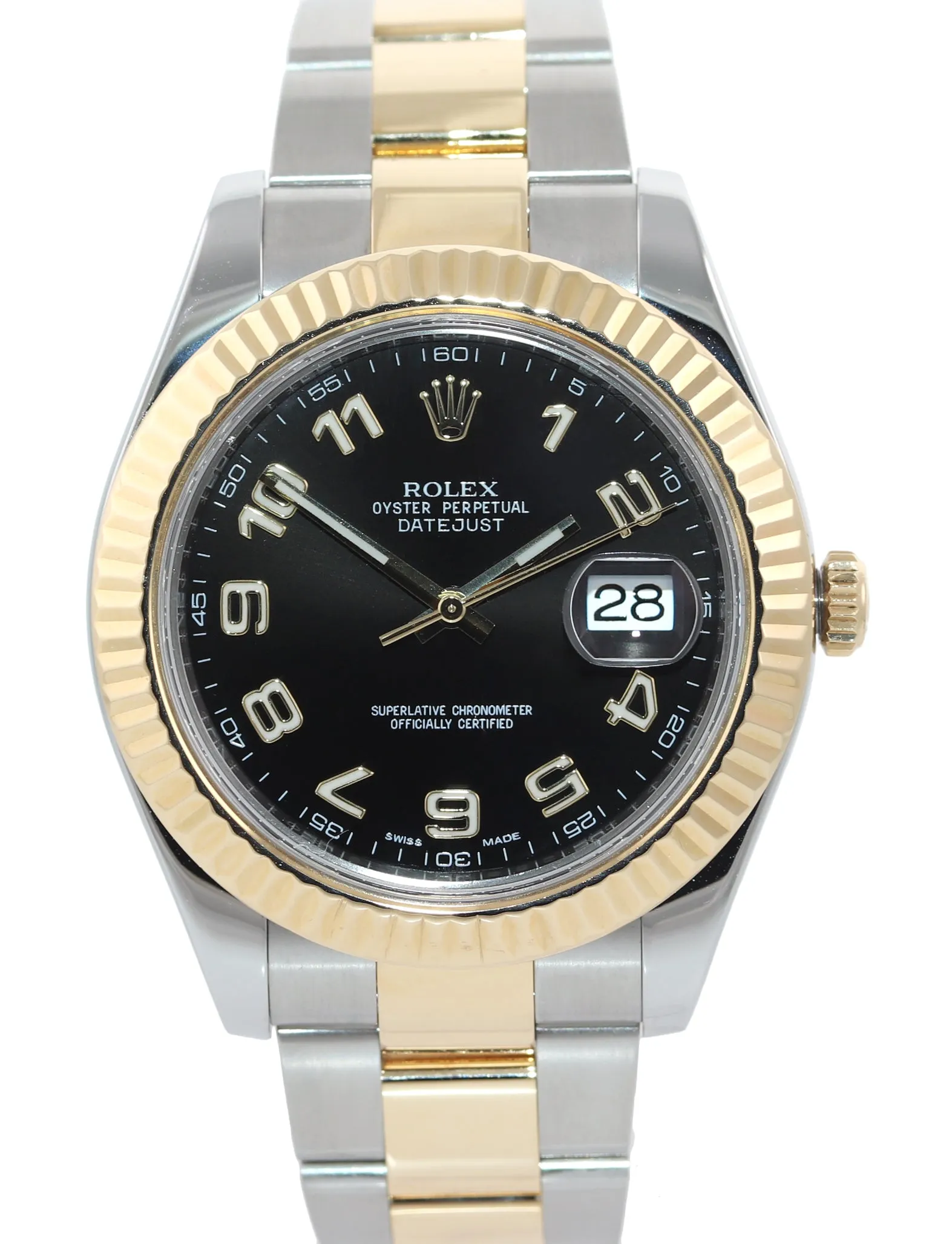 2017 Rolex Datejust II 2 116333 41mm Two-Tone Gold Steel Black Arabic Watch