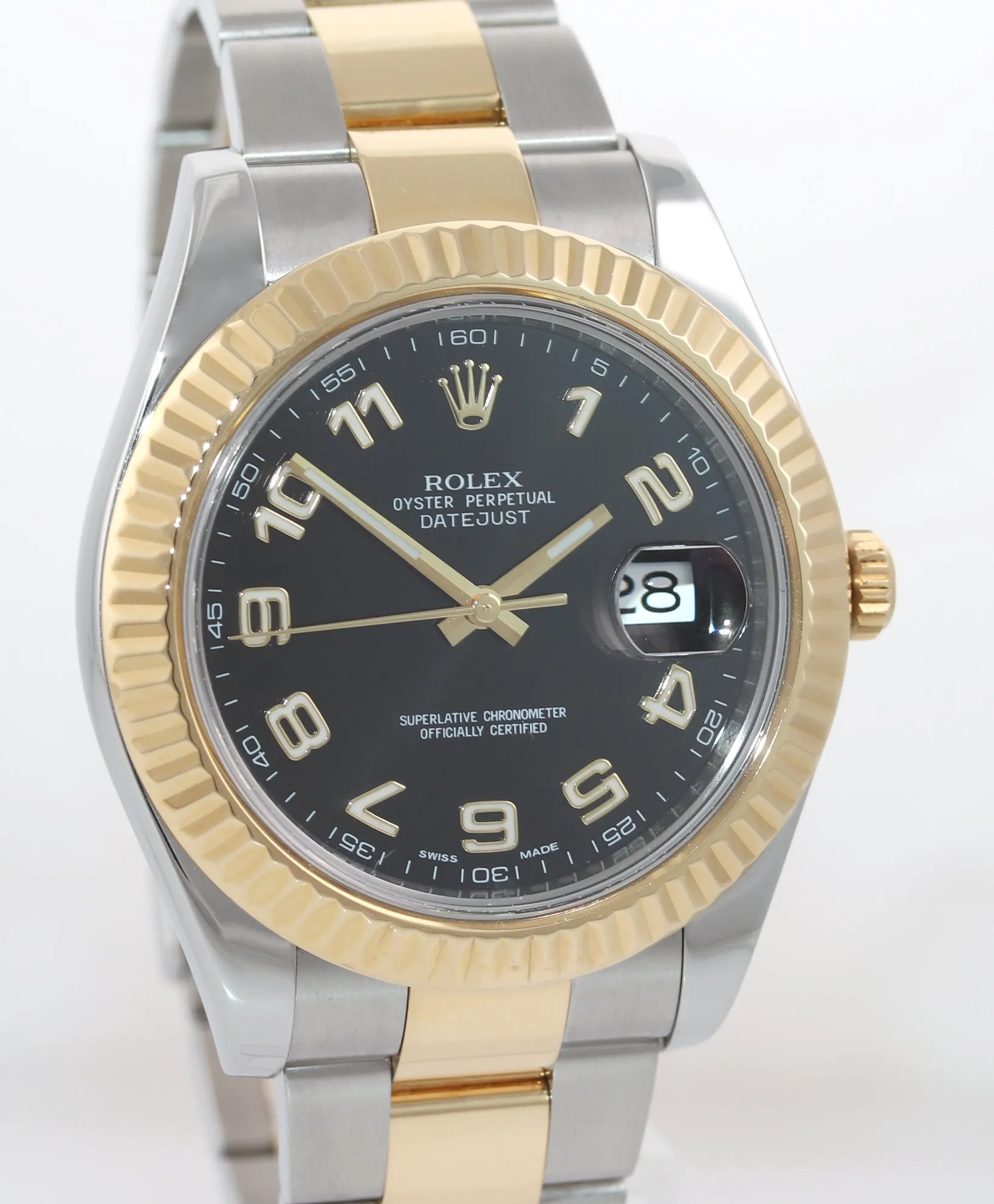 2017 Rolex Datejust II 2 116333 41mm Two-Tone Gold Steel Black Arabic Watch