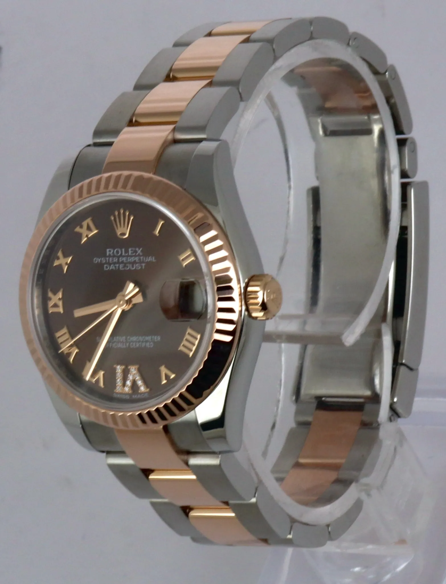 2018 Ladies Rolex DateJust 31mm Midsize 178271 Rose Gold Chocolate Roman Diamond