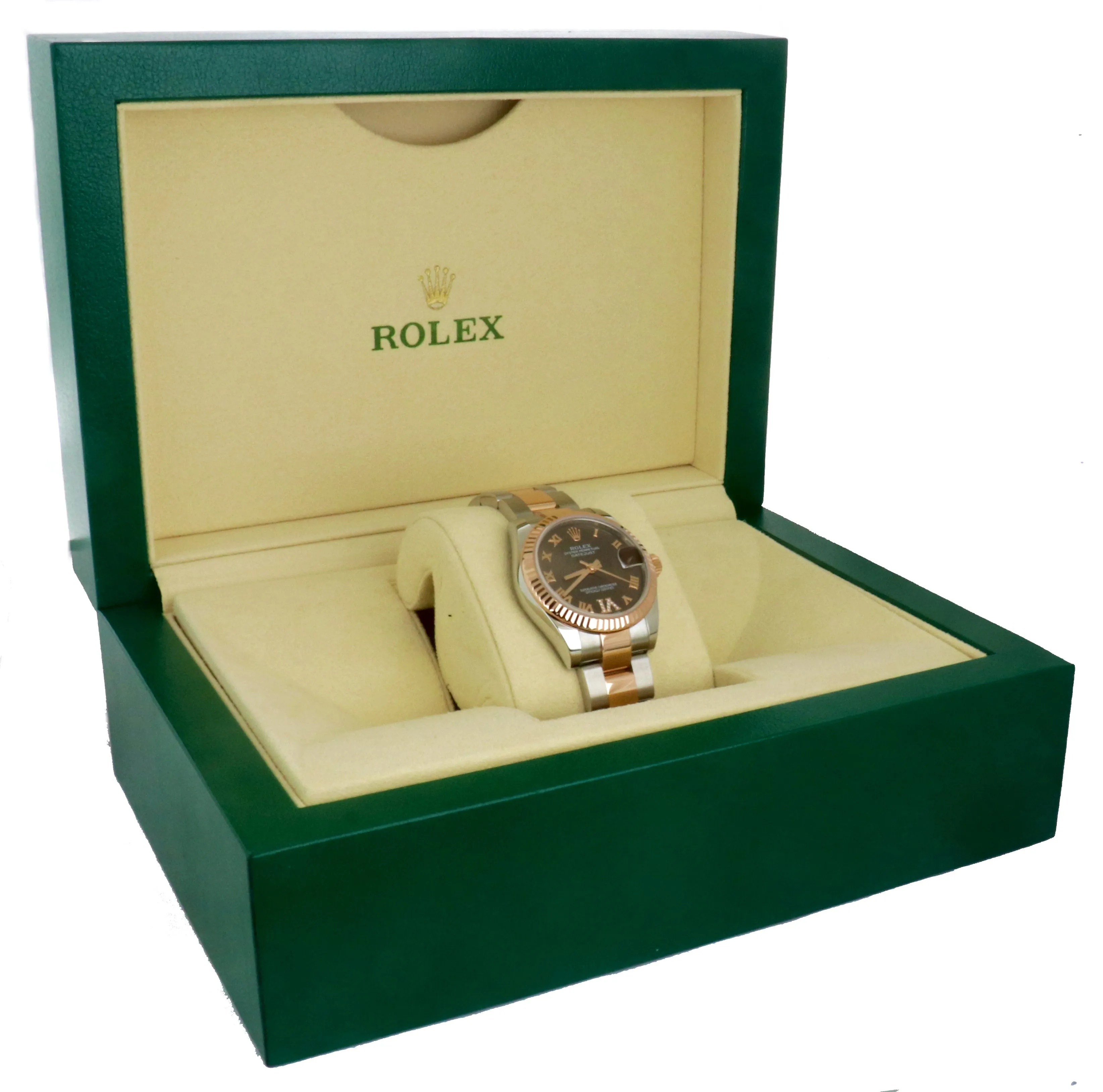 2018 Ladies Rolex DateJust 31mm Midsize 178271 Rose Gold Chocolate Roman Diamond