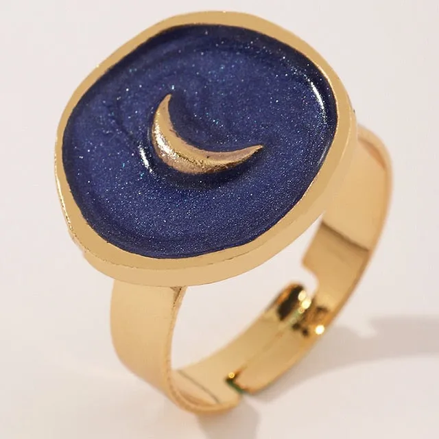 2021 New Heart Rings Jewelry Womens Fashion Wedding Alloy Lover Moon Lightning Finger Rings Gifts For Girls Valentine's Day