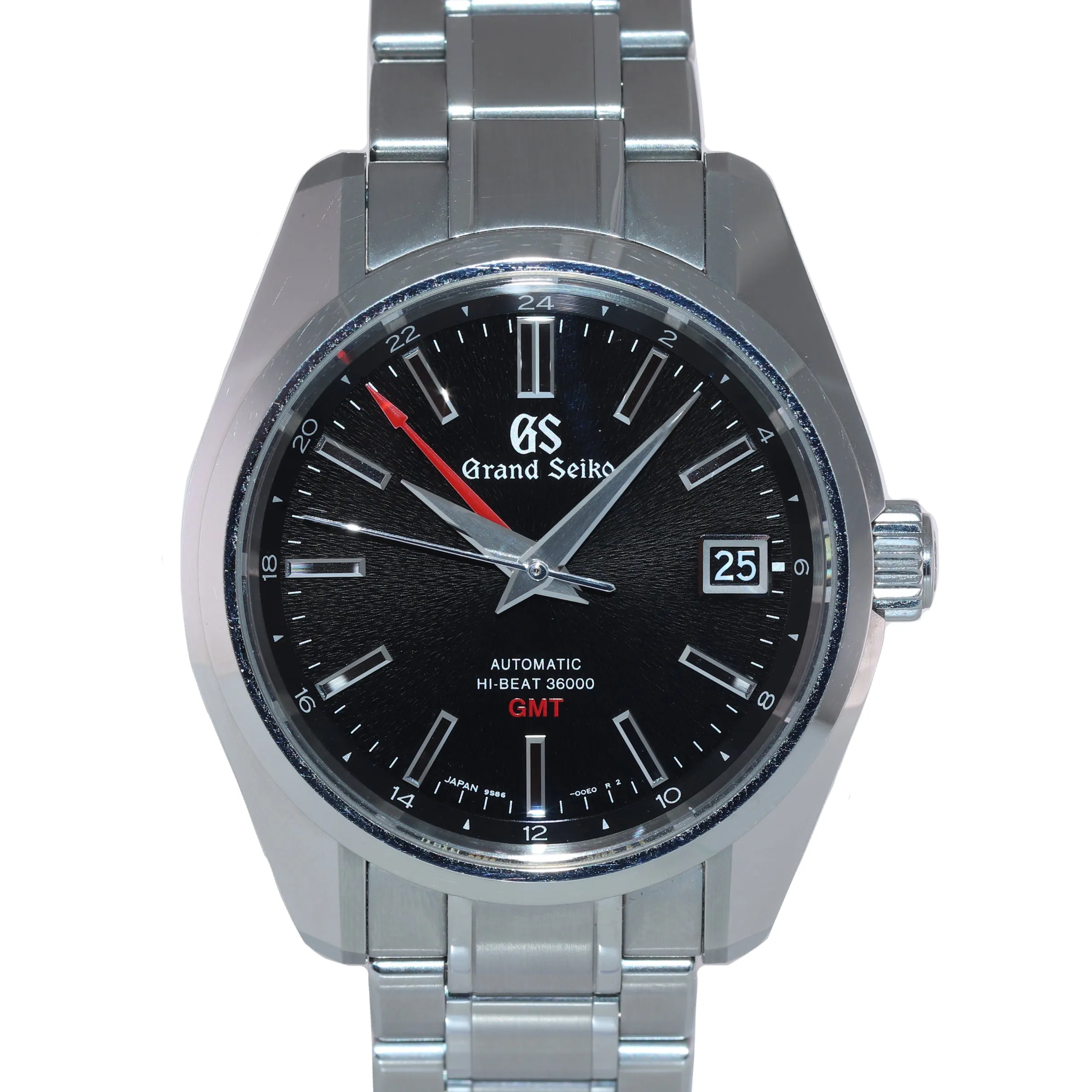 2021 PAPERS Grand Seiko Hi-Beat 36000 GMT SBGJ203 Black Steel 40mm Date Watch