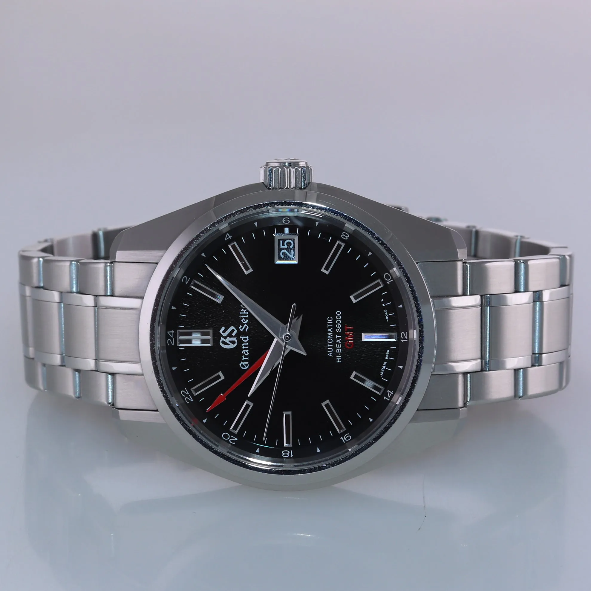 2021 PAPERS Grand Seiko Hi-Beat 36000 GMT SBGJ203 Black Steel 40mm Date Watch