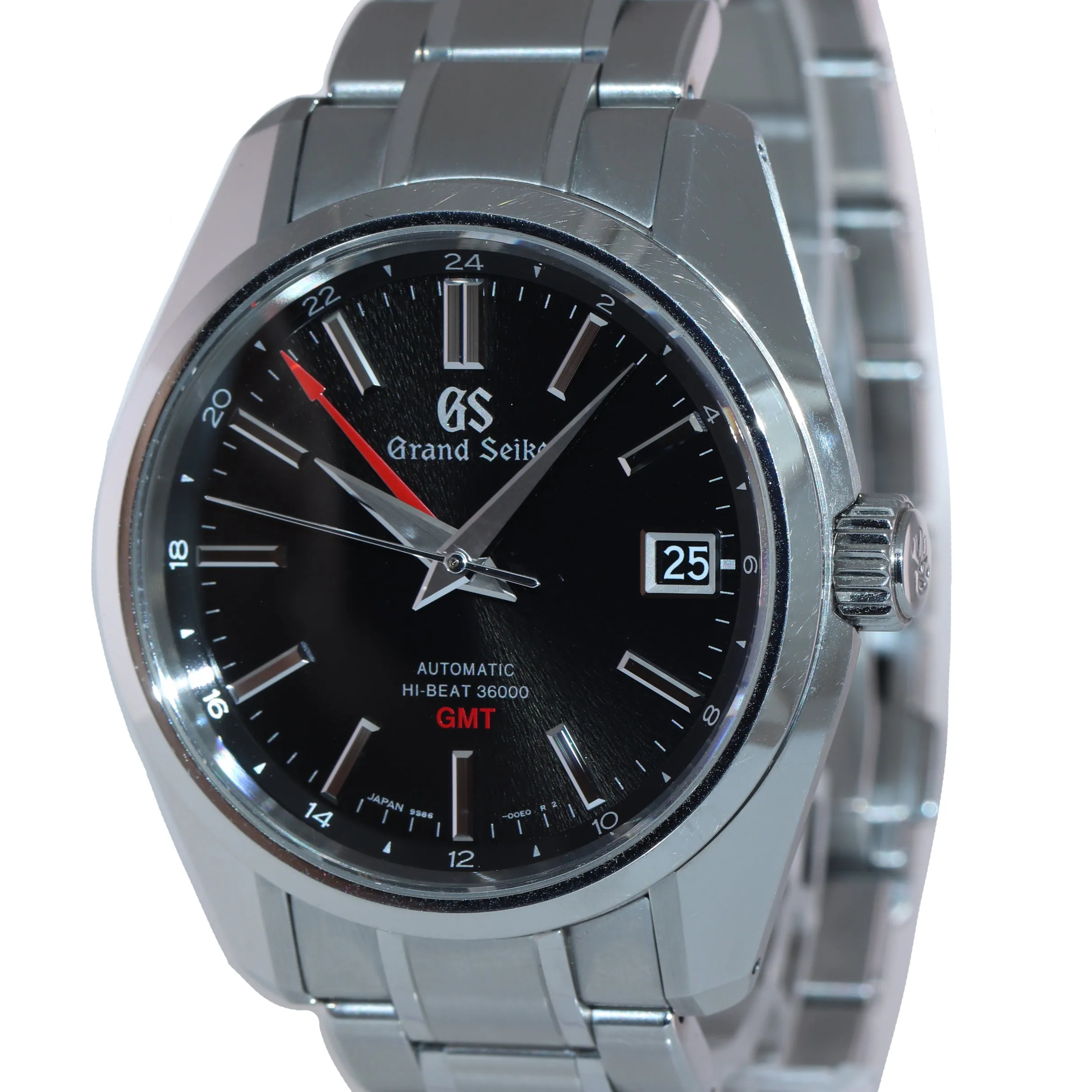 2021 PAPERS Grand Seiko Hi-Beat 36000 GMT SBGJ203 Black Steel 40mm Date Watch