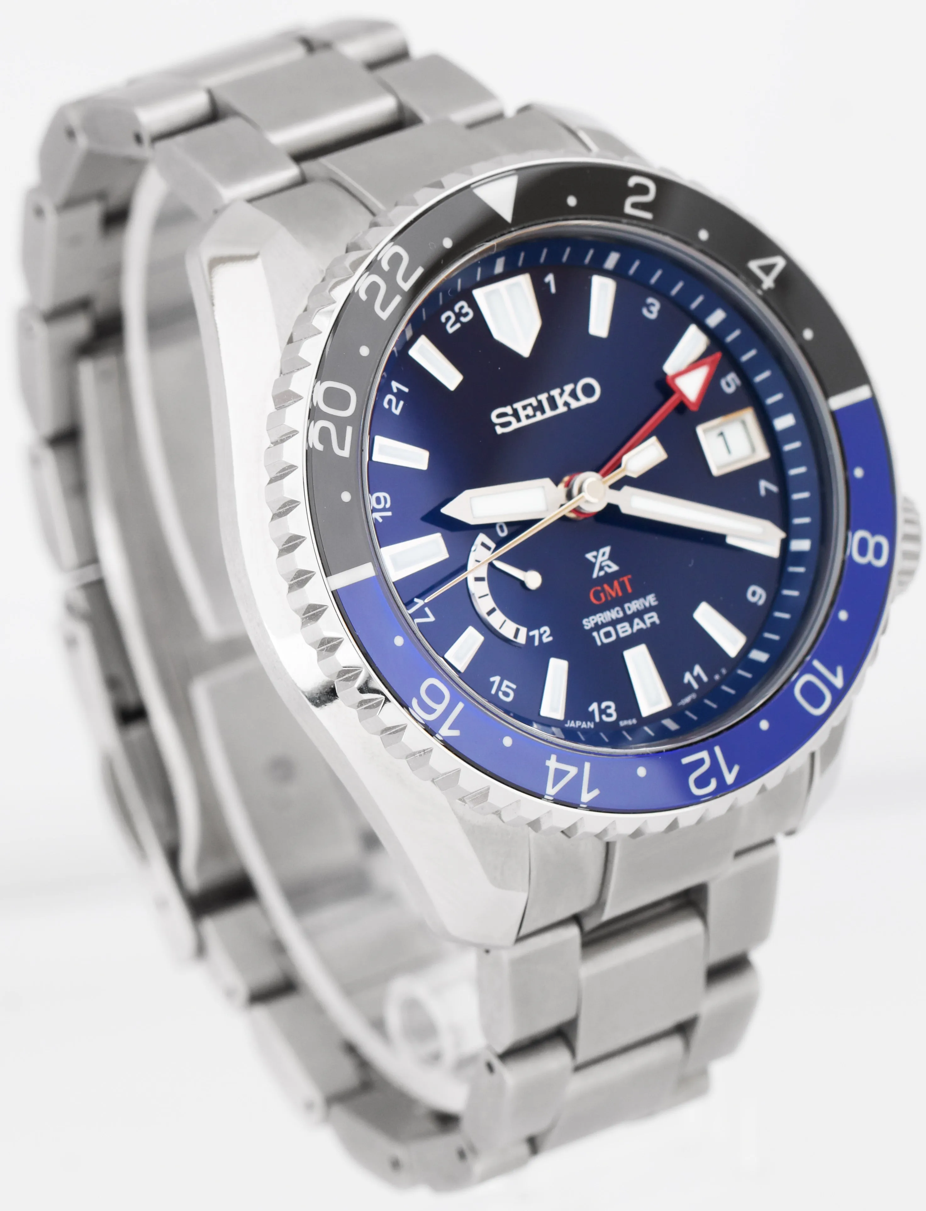 2021 Seiko Prospex Titanium Spring Drive Blue Batman 44.8mm Watch SNR033 B P