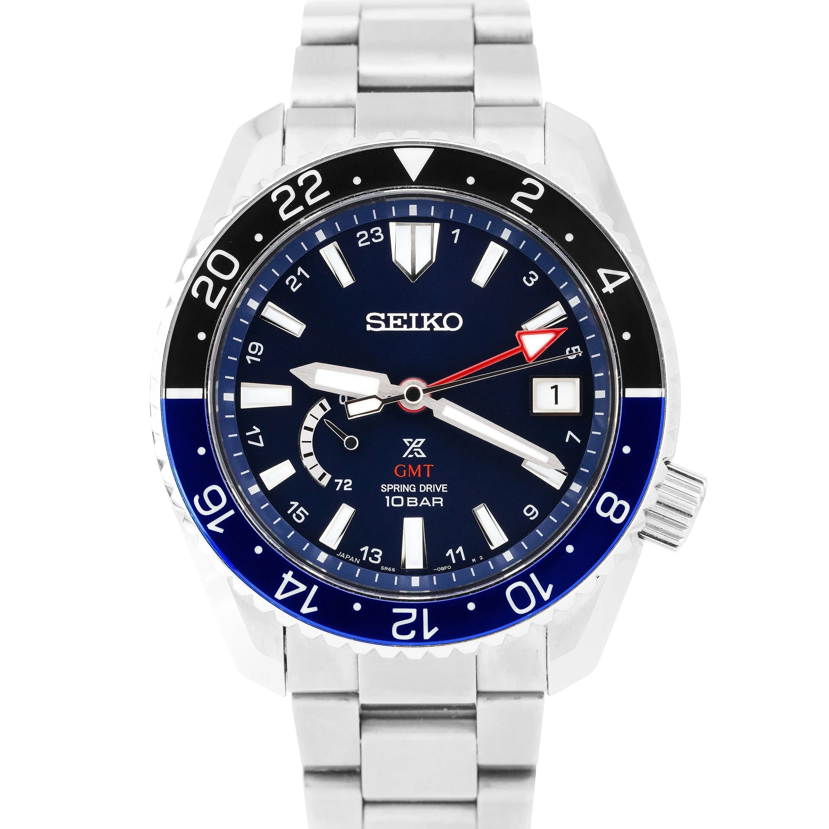 2021 Seiko Prospex Titanium Spring Drive Blue Batman 44.8mm Watch SNR033 B P