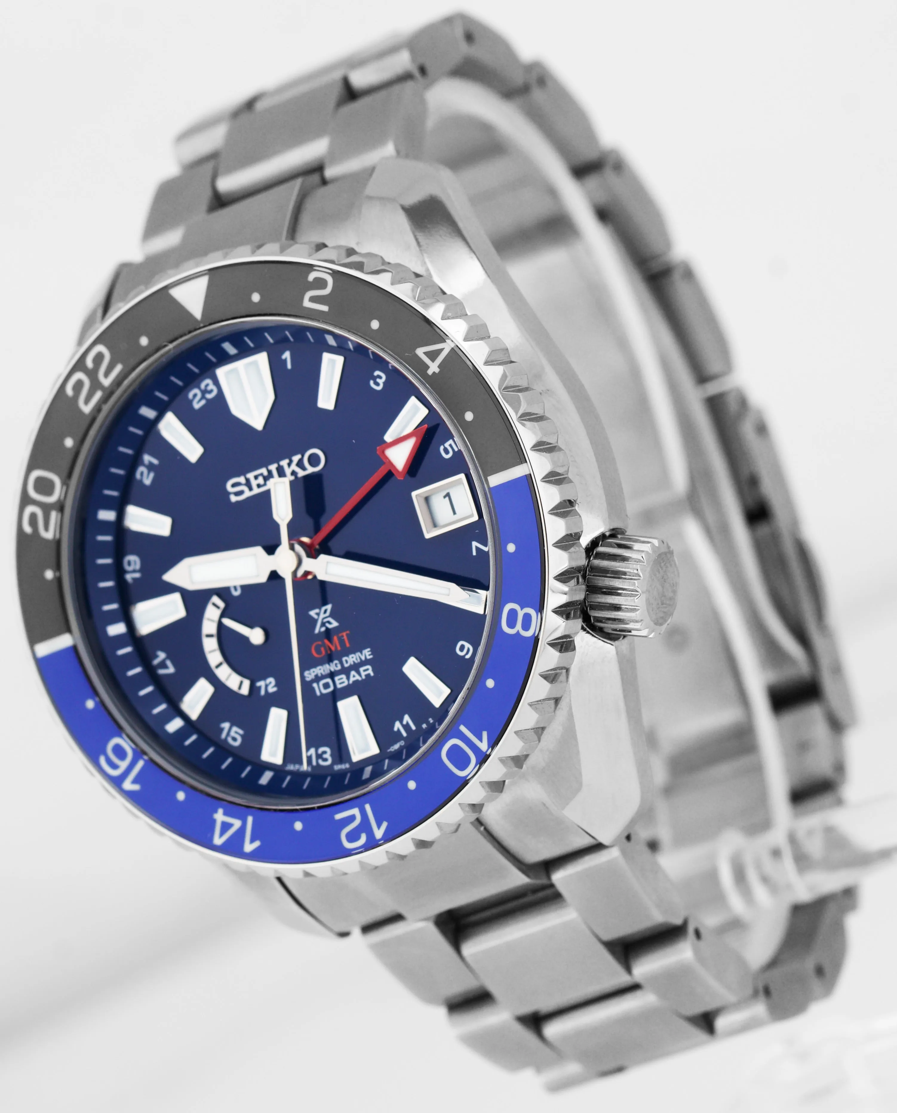 2021 Seiko Prospex Titanium Spring Drive Blue Batman 44.8mm Watch SNR033 B P