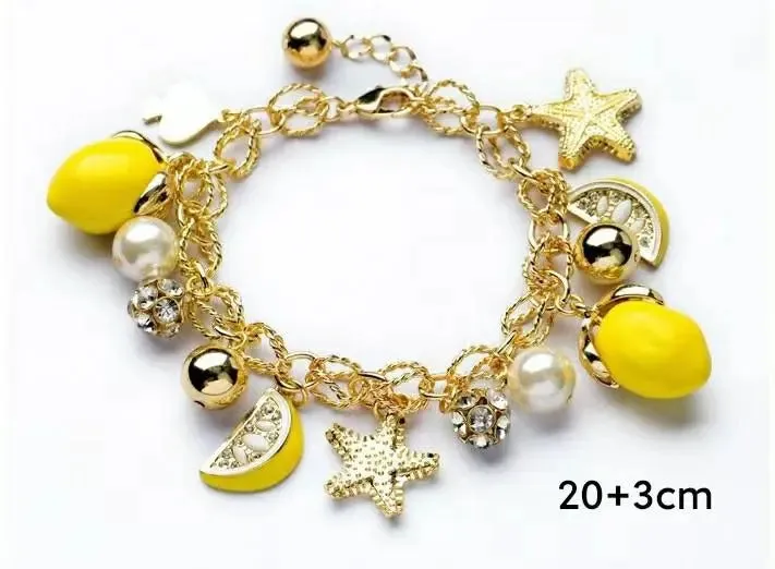 2022 New Arrival Bohemia Korean Fashion Starfish Pendant Lemon Fruit OL Lady Style Bracelet Women Bracelets& Bangles Jewelry
