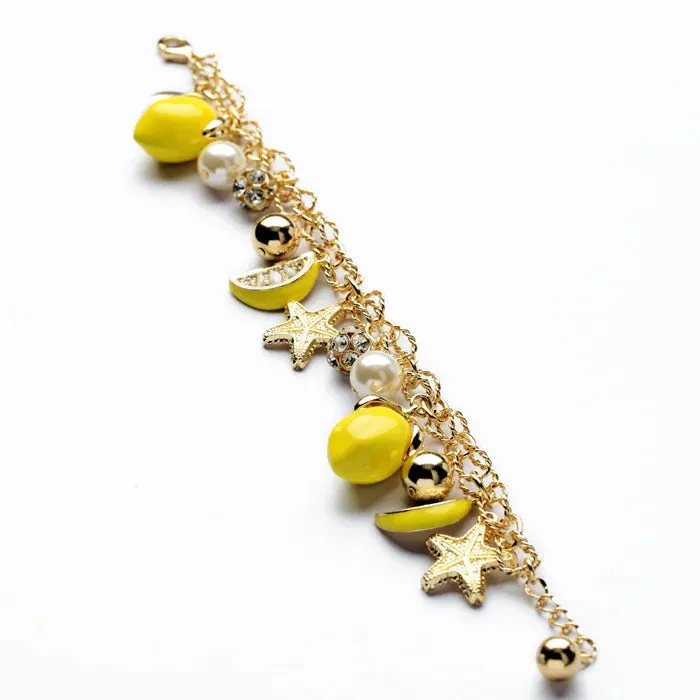 2022 New Arrival Bohemia Korean Fashion Starfish Pendant Lemon Fruit OL Lady Style Bracelet Women Bracelets& Bangles Jewelry