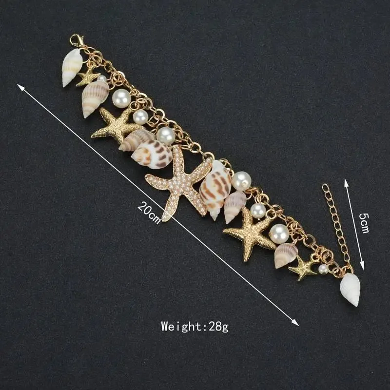 2022 New Arrival Bohemia Korean Fashion Starfish Pendant Lemon Fruit OL Lady Style Bracelet Women Bracelets& Bangles Jewelry
