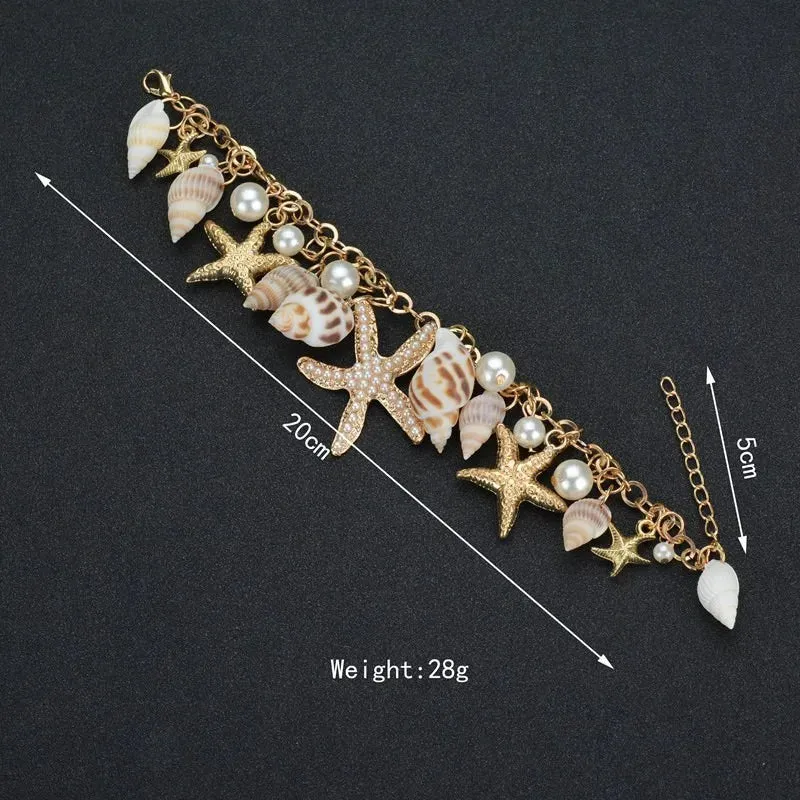 2022 New Arrival Bohemia Korean Fashion Starfish Pendant Lemon Fruit OL Lady Style Bracelet Women Bracelets& Bangles Jewelry