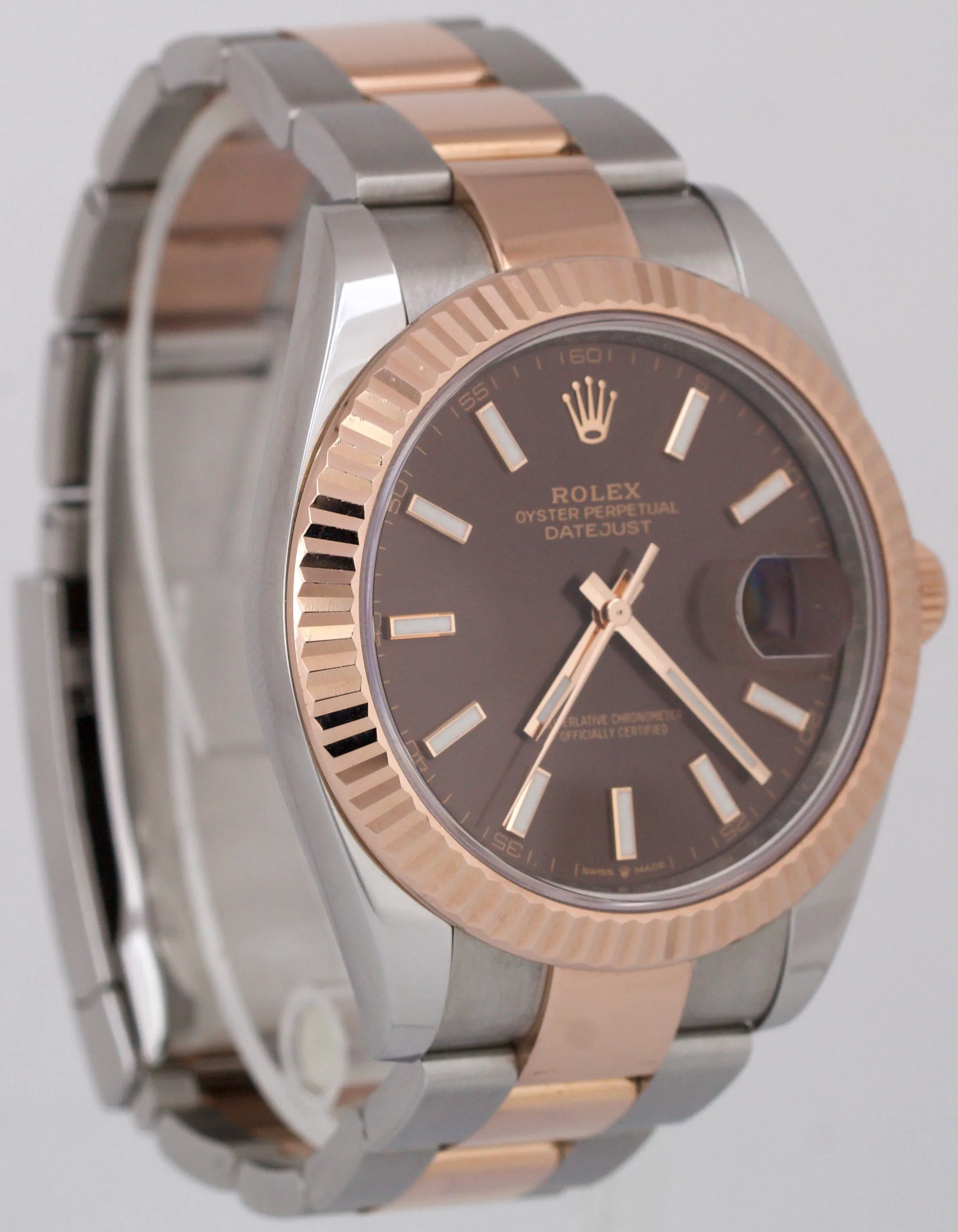 2023 PAPERS Rolex DateJust 41mm CHOCOLATE Brown Steel 18K Gold OYSTER 126331 BOX