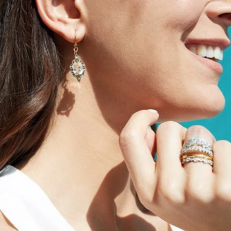 22K Gold and White Topaz "Small Scallop" Earrings with Diamonds