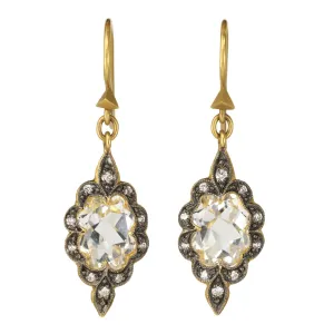 22K Gold and White Topaz "Small Scallop" Earrings with Diamonds