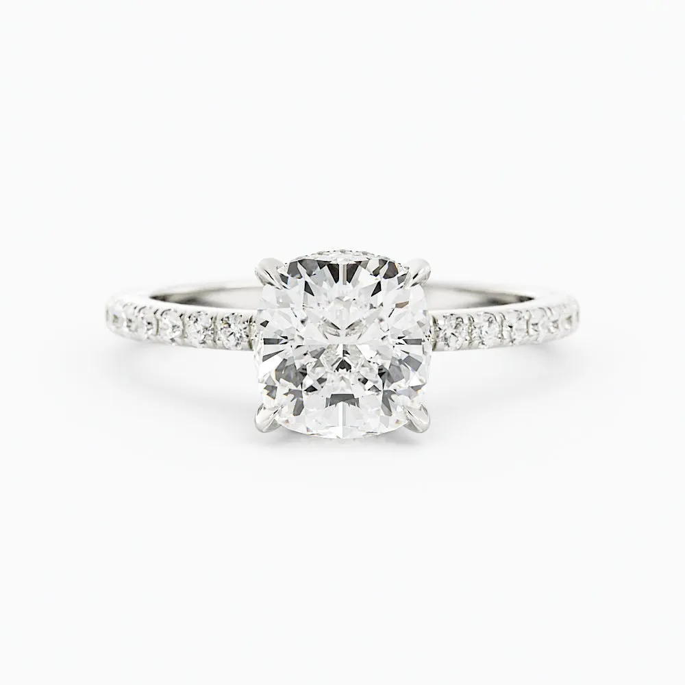 2.4 Carat Round Cut Moissanite Engagement Ring 14k White Gold