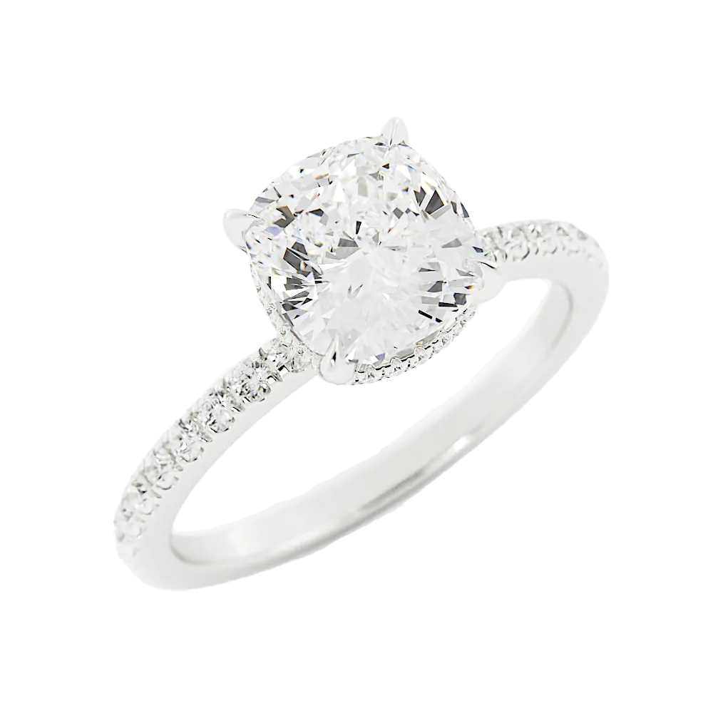 2.4 Carat Round Cut Moissanite Engagement Ring 14k White Gold