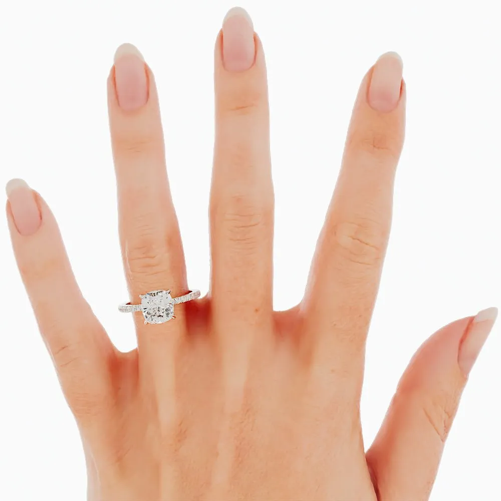 2.4 Carat Round Cut Moissanite Engagement Ring 14k White Gold