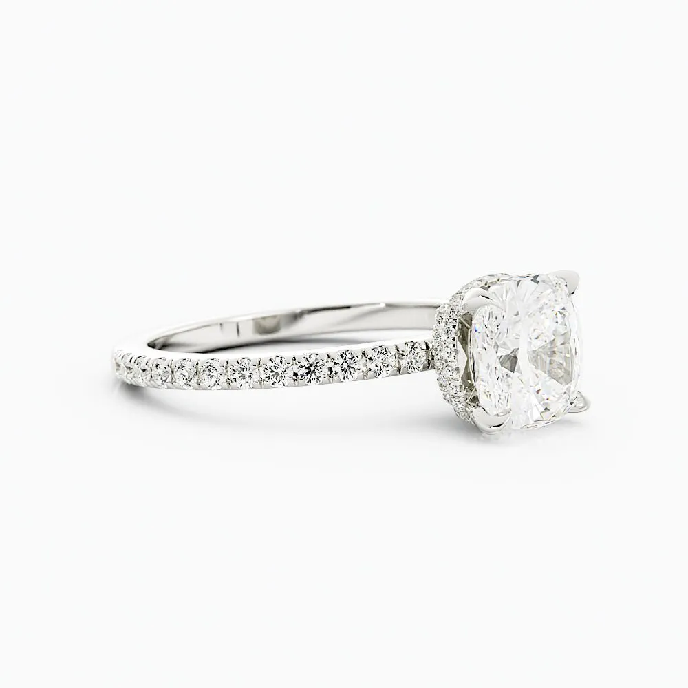 2.4 Carat Round Cut Moissanite Engagement Ring 14k White Gold