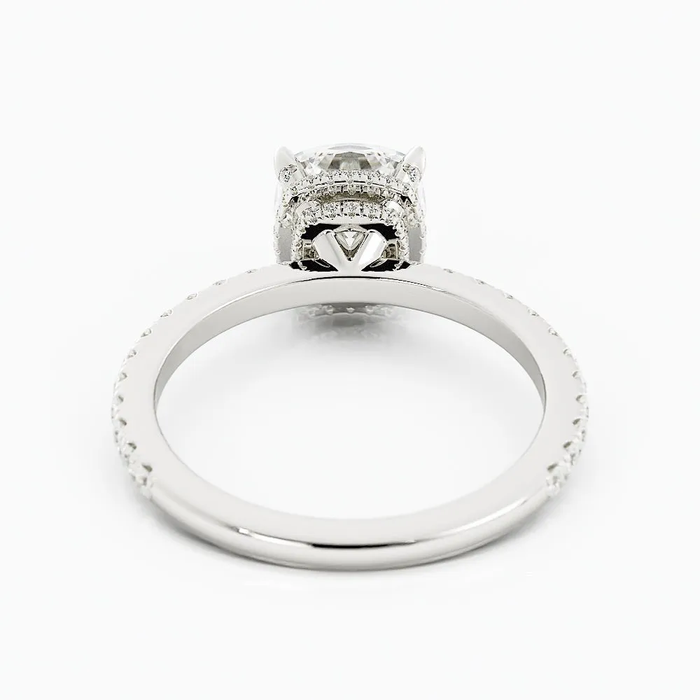 2.4 Carat Round Cut Moissanite Engagement Ring 14k White Gold
