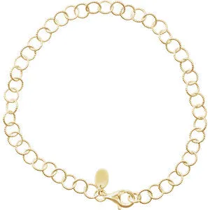 24K Yellow Vermeil 4.6 mm Knurled Rolo 7" Bracelet