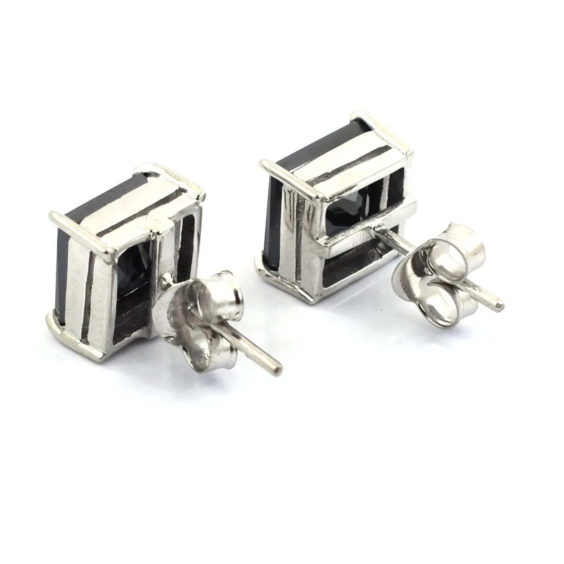 2.50 Ct AAA Certified Princess Cut Black Diamond Solitaire Studs in 925 Silver, Ideal Gift for Anniversary,Birthday