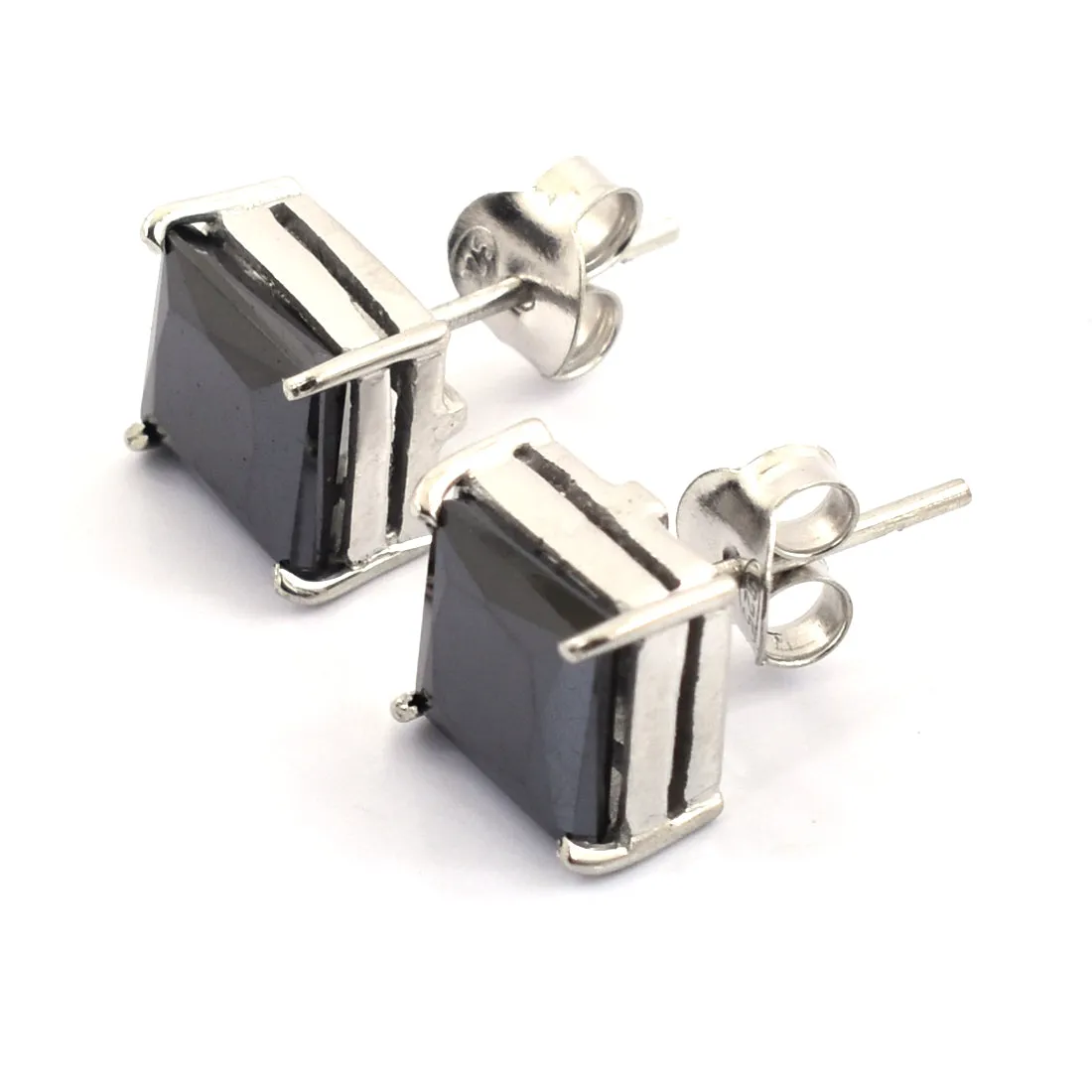 2.50 Ct AAA Certified Princess Cut Black Diamond Solitaire Studs in 925 Silver, Ideal Gift for Anniversary,Birthday