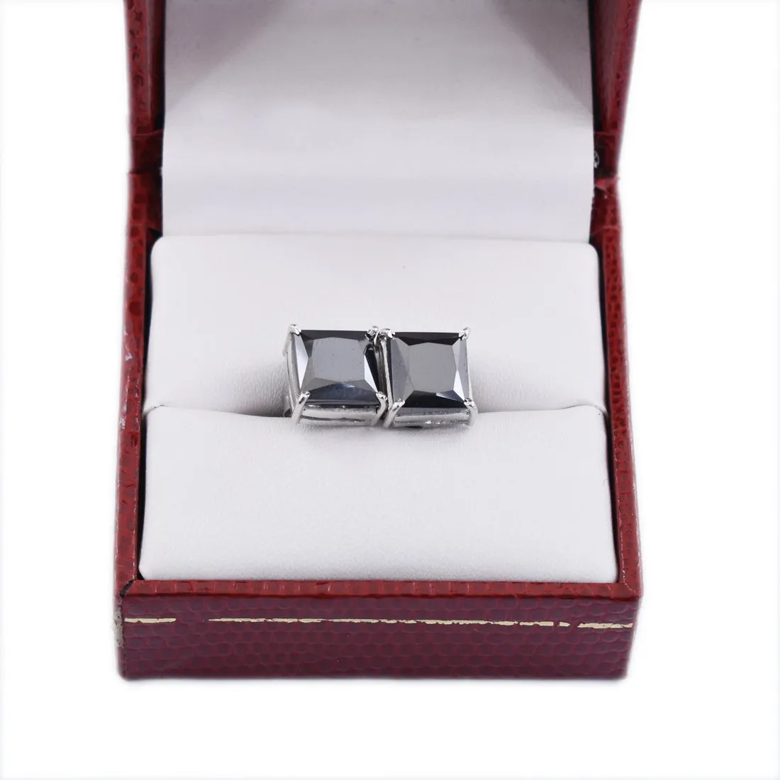2.50 Ct AAA Certified Princess Cut Black Diamond Solitaire Studs in 925 Silver, Ideal Gift for Anniversary,Birthday