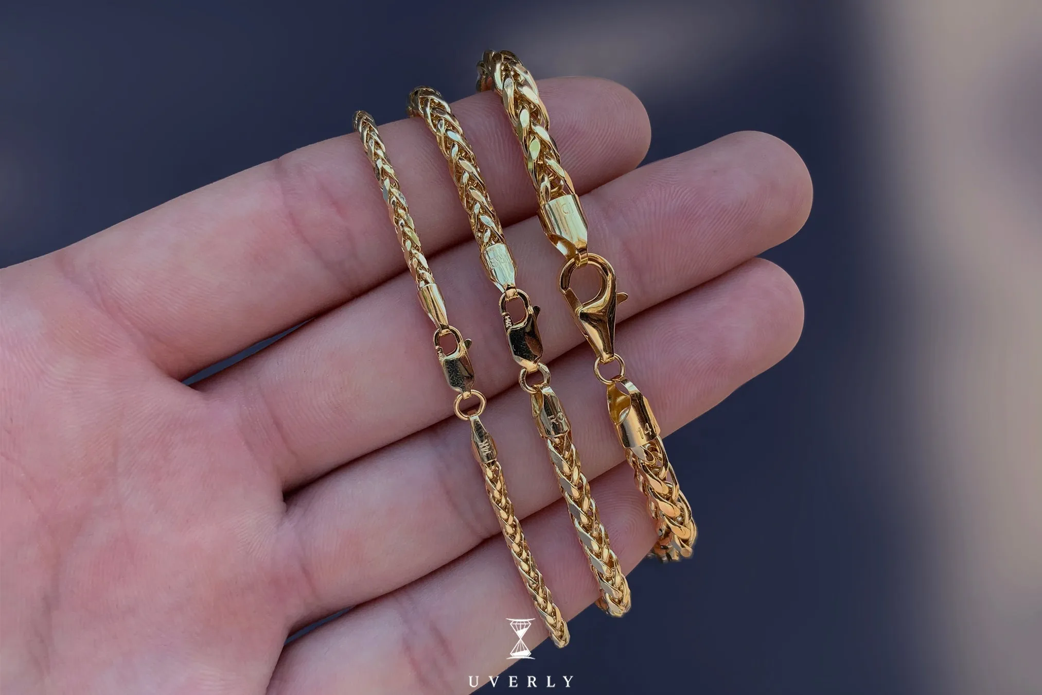 2.5mm - 5.5mm Wheat Chain Necklace - 10k Yellow Gold