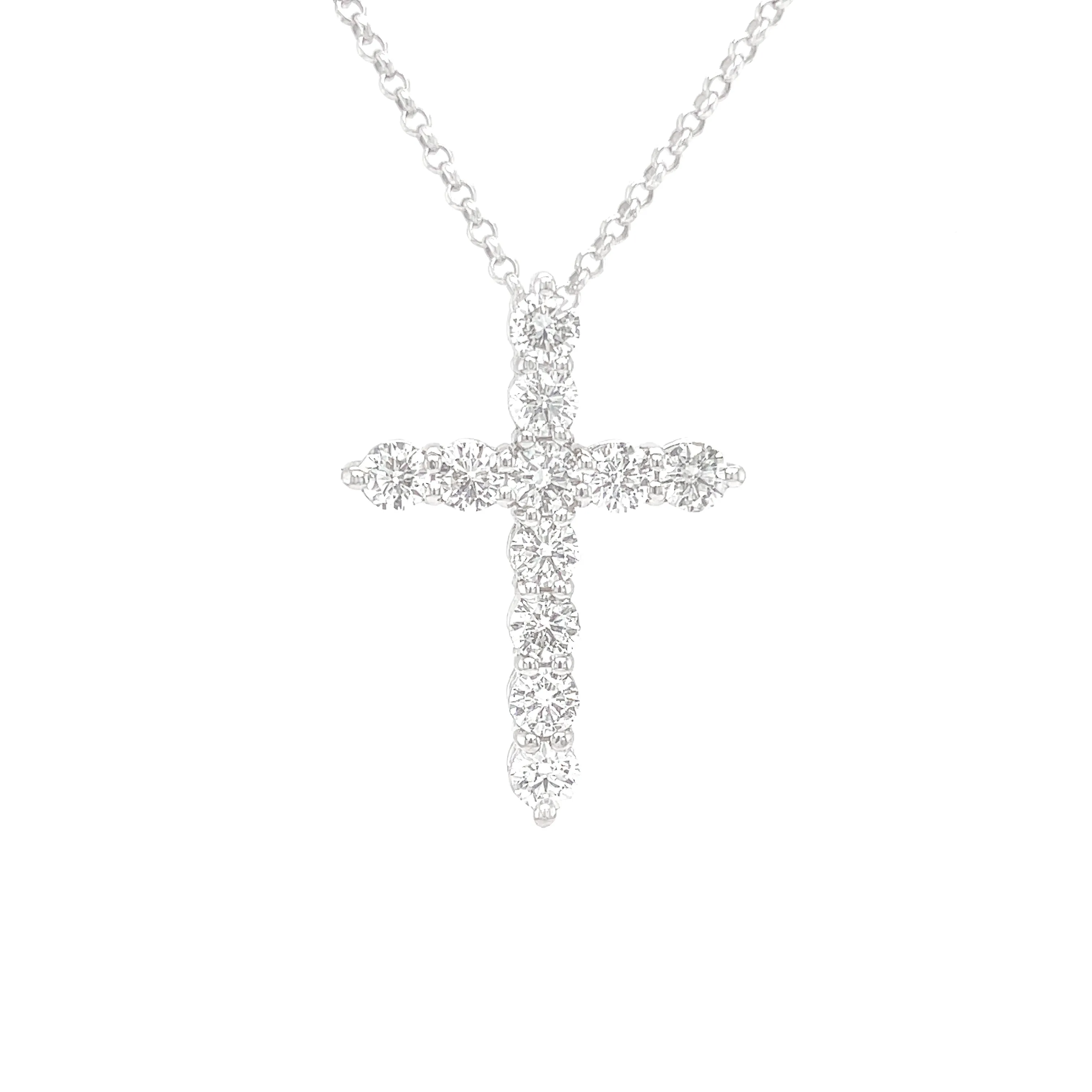 2.75 Carat Diamond Cross Pendant in 18k White Gold