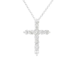 2.75 Carat Diamond Cross Pendant in 18k White Gold