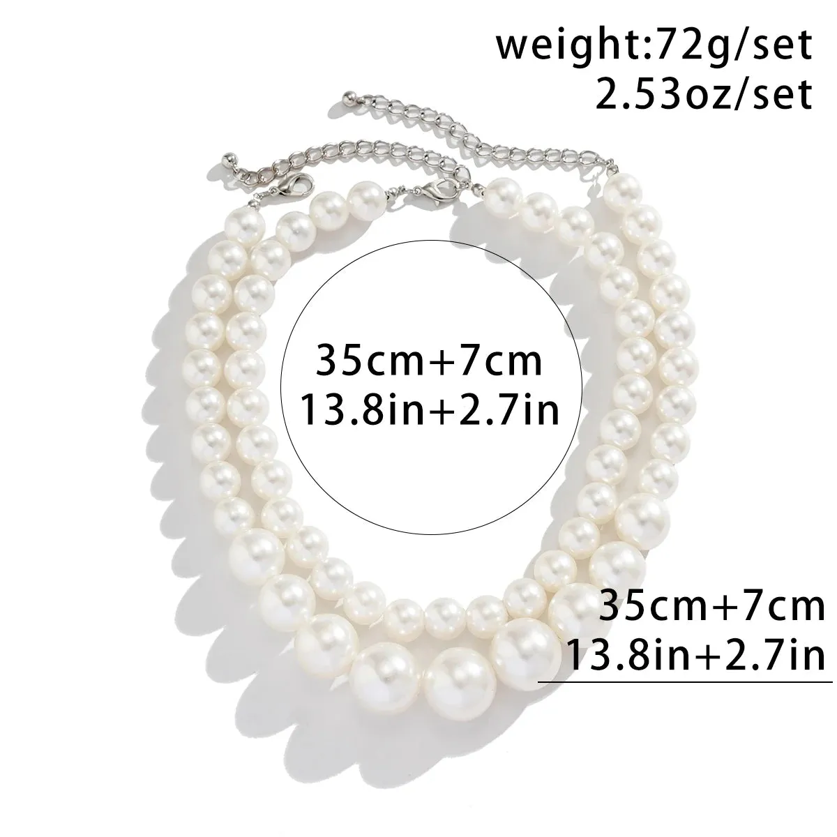 2pcs/set Imitation Pearl Beaded Choker Necklaces Collar Wedding Bridal Party Jewelry Gift