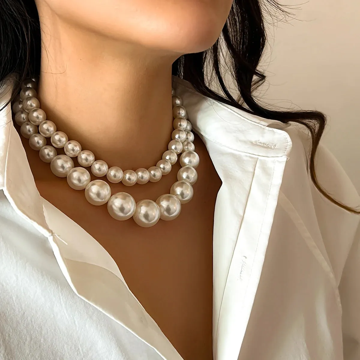 2pcs/set Imitation Pearl Beaded Choker Necklaces Collar Wedding Bridal Party Jewelry Gift