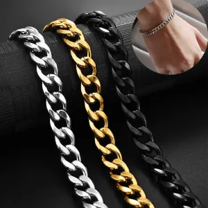3-11 mm Men Chain Bracelet Stainless Steel Curb Cuban Link Chain Bracelet for Men Women Hip-hop Trendy Wrist Jewelry Gift