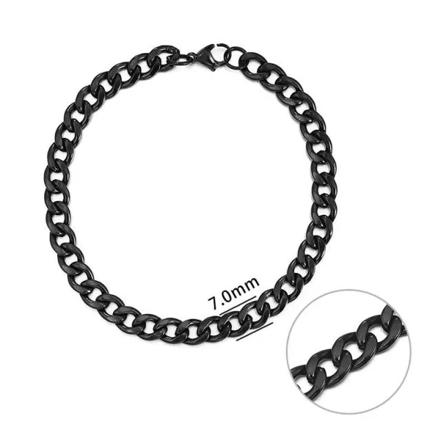 3-11 mm Men Chain Bracelet Stainless Steel Curb Cuban Link Chain Bracelet for Men Women Hip-hop Trendy Wrist Jewelry Gift
